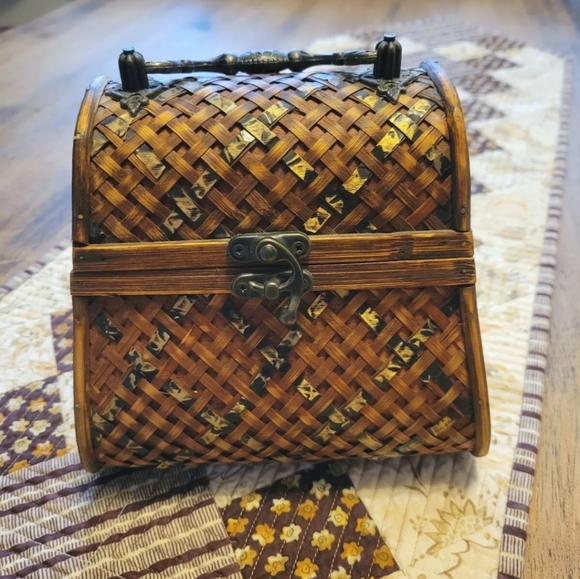 Wood, Bamboo,Metal Purses/Boxes/Decorative/Vintage, Lot of 4 - Picture 4 of 12